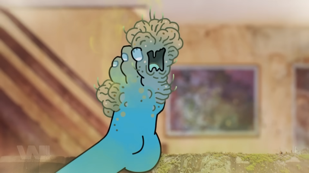 Quái vật nấm trên ngón chân Gumball nhìn giống những sinh vật bị nấm ký sinh trong The Last Of Us, kiểu vừa ghê vừa hài.